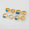 Stainless Steel Rose Gold Plated Lab Created Micro Inlaid Natural Stone Gemstone Ring Women's Personality Versatile Retro
