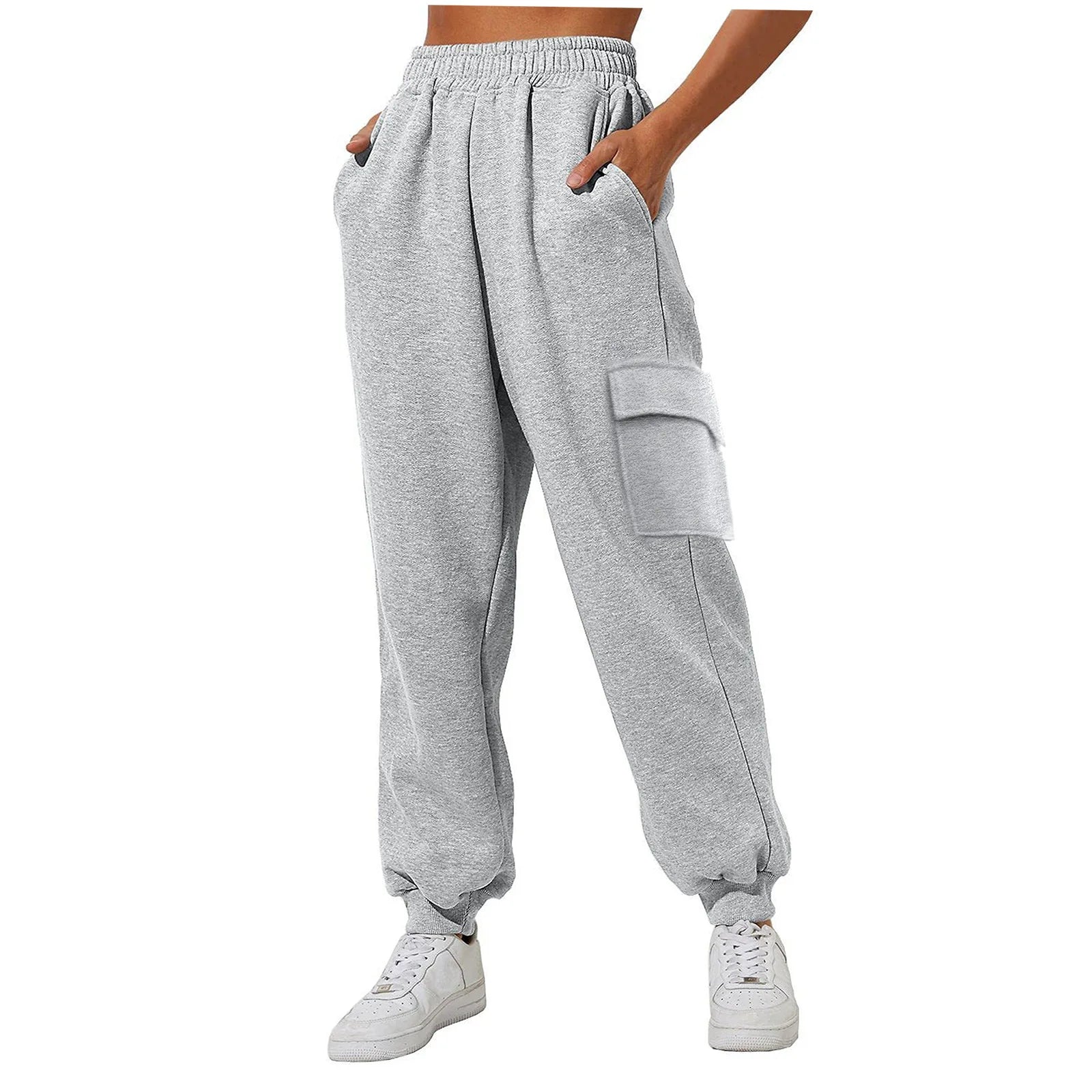 Plus Size Sweatpants for Women High Waisted Baggy Jogger Cargo Pants Y2k Trendy Comfy Fleece Lined Trouser With Pockets