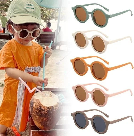 Kids Fashion Round Sunglasses UV400 Sun Protection Cute Children Boys Outdoor Eyewear Custom Logo