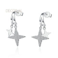 D Color Double Star Fashion Earrings 925 Sterling Silver Moissanite Full Diamond Stud Earrings Women Jewelry