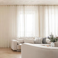 High Quality Linen Textured Tulle Curtains Europe-Style Sheer Grommet Insulated Flame Retardant Pocket-Woven Office Cafe Use