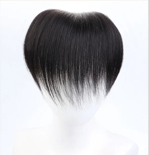 BMEIYI All V Loop Invisible Thin Skin PU Forehead Hairline Men Human Hair Toupee Frontal Bangs