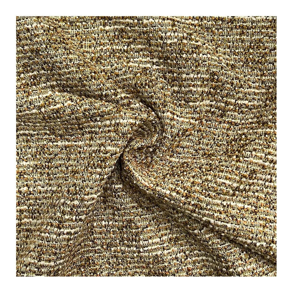 Fashion Style Manufacturer Knitted Polyester Cotton Spandex Lurexy Plaid Tweed Jacquard Garments Fabric for Dresses