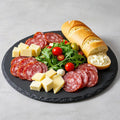 Wholesale Round Dia25 X 0.6cm Black Slate Set Charcuterie Plates Pizza Food Catering Serving Dishes Plates