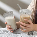 Wholesale Minimalist 375ml Summer Cold Drinks Straw Cups with Lid Coffee Cups Fruit Juice Glass Water Cups