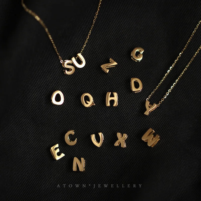 Lovely Mini Letter Name Pendant DIY Necklace Chain Initial Charm Sterling Silver 925 Necklace for Gift