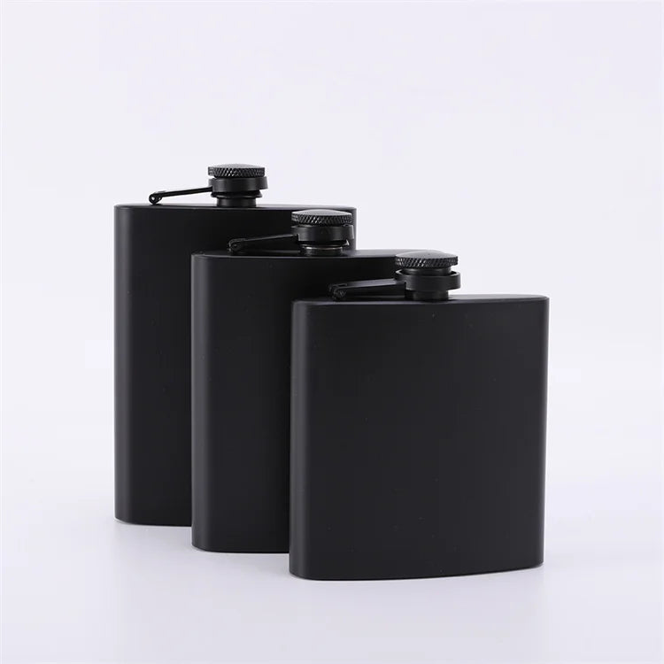 Online Top Seller 2023 Matte Black 6/7/8OZ Stainless Steel Leakproof Hip Flask for Camping Hunting Hiking