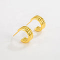 Exquisite Small Metal Texture Earrings S925 Sterling Silver Daily Minimalist C Ring Three-layer All-match Earrings Trend Jewelry