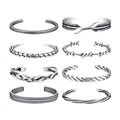 New Retro Punk 8 Design Exaggerated Stainless Steel Vintage Color Feather Mobius Open Bangle&Bracelet for Men B-508