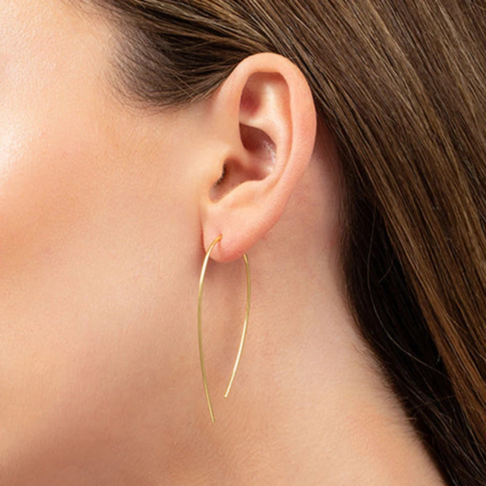 EQE60 RINNTIN 925 Sterling Silver Gold Wire Needle Drop Dangle Threader Earrings for Women