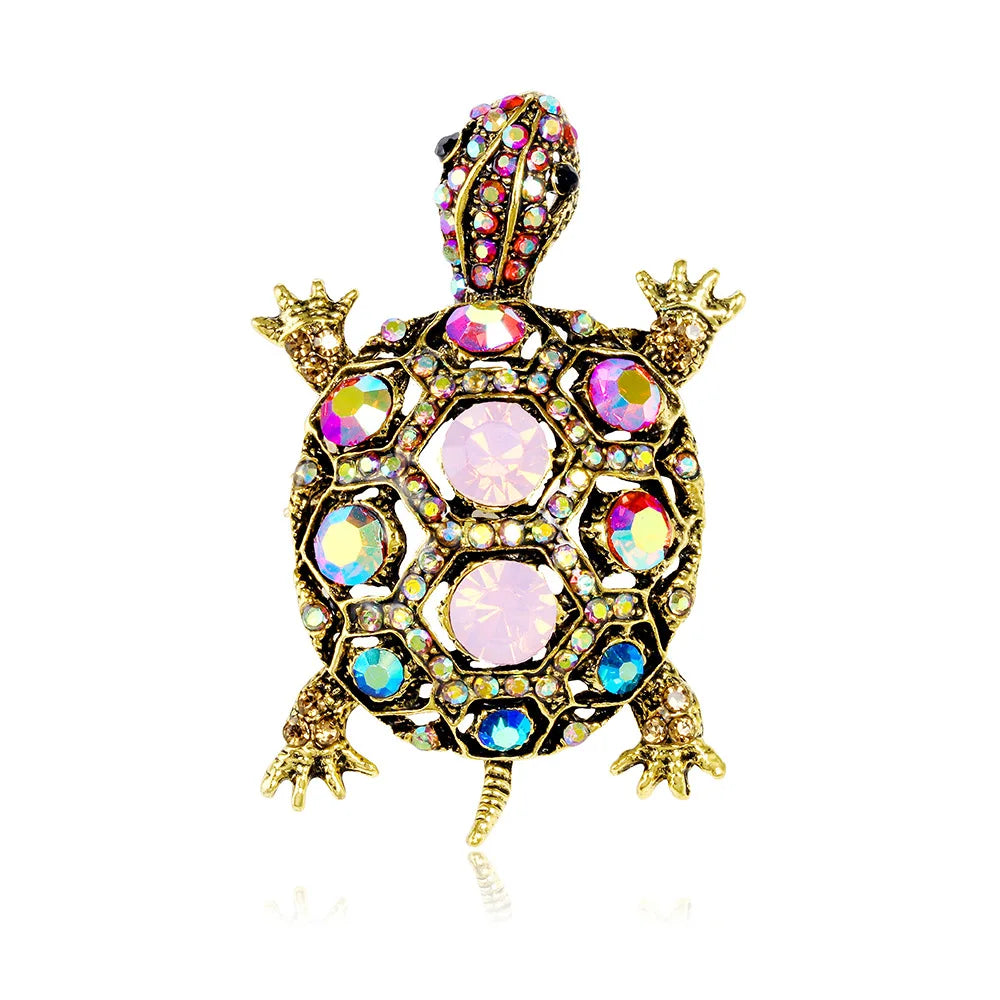 DRAL1027 New Style Fashion Rhinestones Tortoise Brooch Women Animal Brooch European and American Jewelry Wholesale