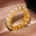 New Trendy 18K Gold Plated Clear Full CZ Crystal Finger Rings Wedding Engagement Bands Oval Cubic Zirconia Ring for Women