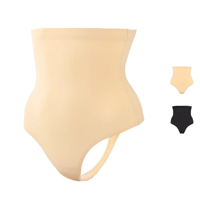 High Waist Women's Breathable Eco-Friendly Nylon Butt Lifter Slimming Thong Control Panties Medium Control Non-slip Insert