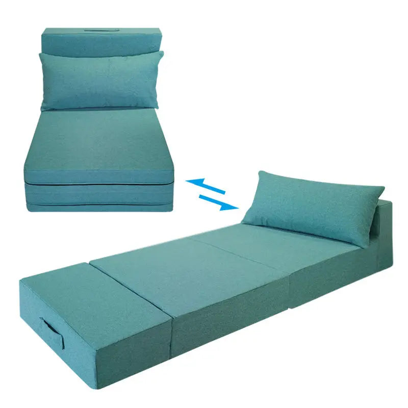 King Size Folding Orthopedic Student Tri-Fold Sofa Bed Foldable Couch with Memory Foam & Polyester Cover Home School Furniture