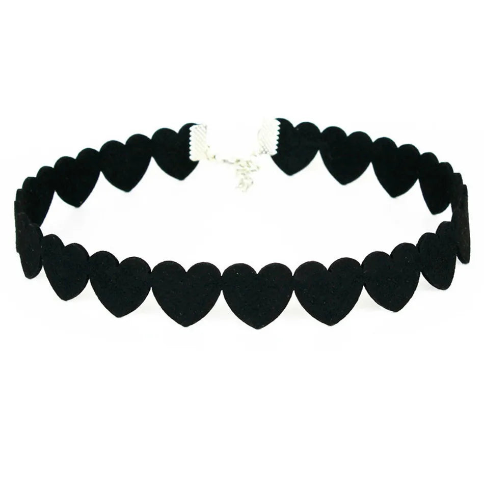 Black Lace Choker Necklace Women Velvet Choker Love Heart Necklaces Chocker Tattoo Collares