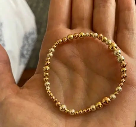 Beadsnice Gold Filled Jewelry Bead Bracelet and with Clasp Necklace Set