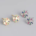 925 Sterling Silver Korean Cute Designer Sunflower Rainbow CZ Stud Earrings for Women Girls Fine Jewelry EH1525