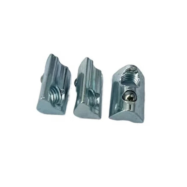 Zinc Plated Carbon Steel Spring Loaded Ball T Nut for Aluminum Profile 3030 Slot 6 M4/M5/M6 Grade CLASS 4 Automotive/Heavy