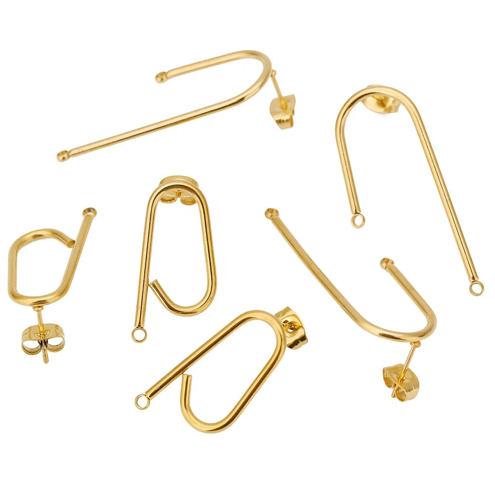 Ear Wire Long Stick Post Hooks Connectors DIY Dangle Hoop Earrings Components Jewelry Making Accessories