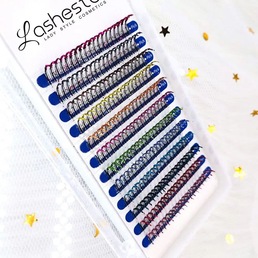 Wholesale Glitter Individual Eyelash Extensions 0.07mm Color Lashes Shimmery Classical Lash Extension