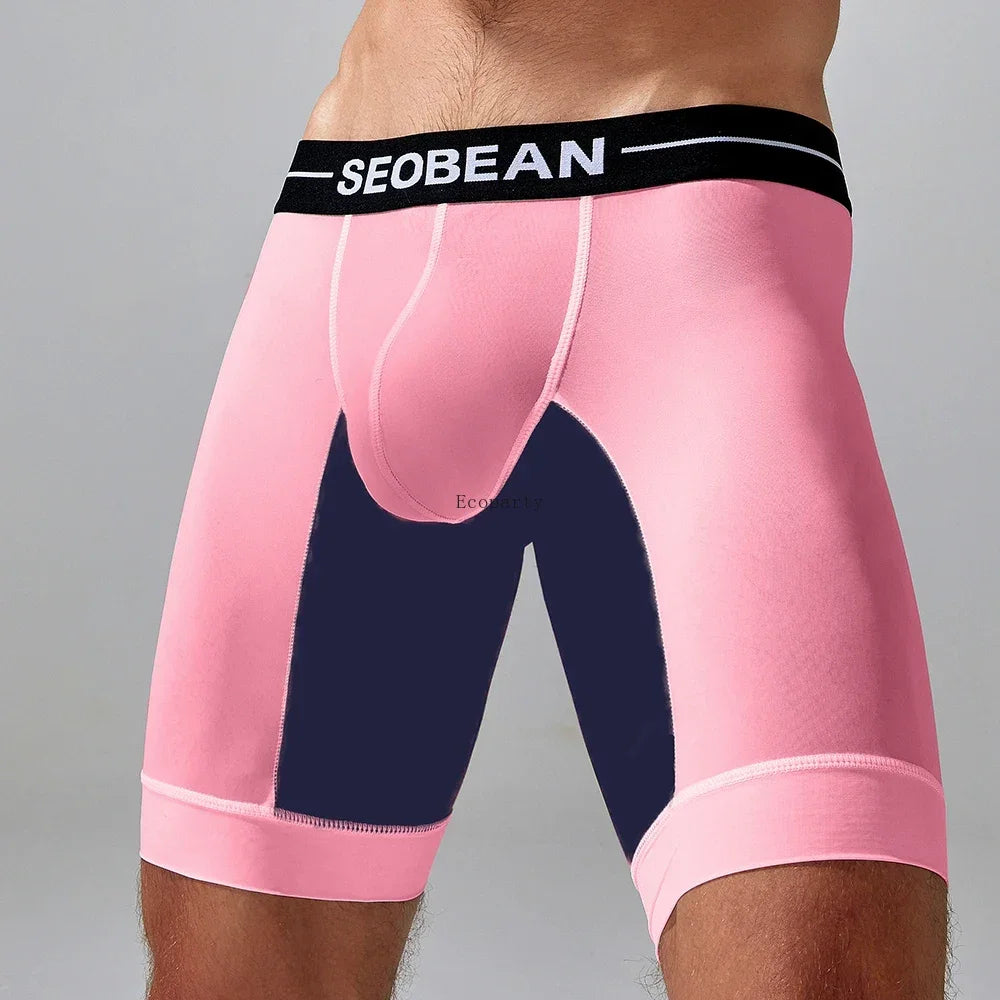Seobean-men's New Coming Long Boxer Briefs Underwear Men Clothing