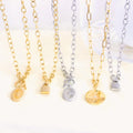 18K Gold Plated Stainless Steel Necklace CZ Paved Lock Eight Mans Pendant Link Chain Jewelry Accessories for Women Men's Wedding