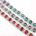 Rhinestone Bridal Trimming Chain Color Crystal Strip Banding Rhinestone Cup Chain with Multi Colors Rectangle Glass Stone