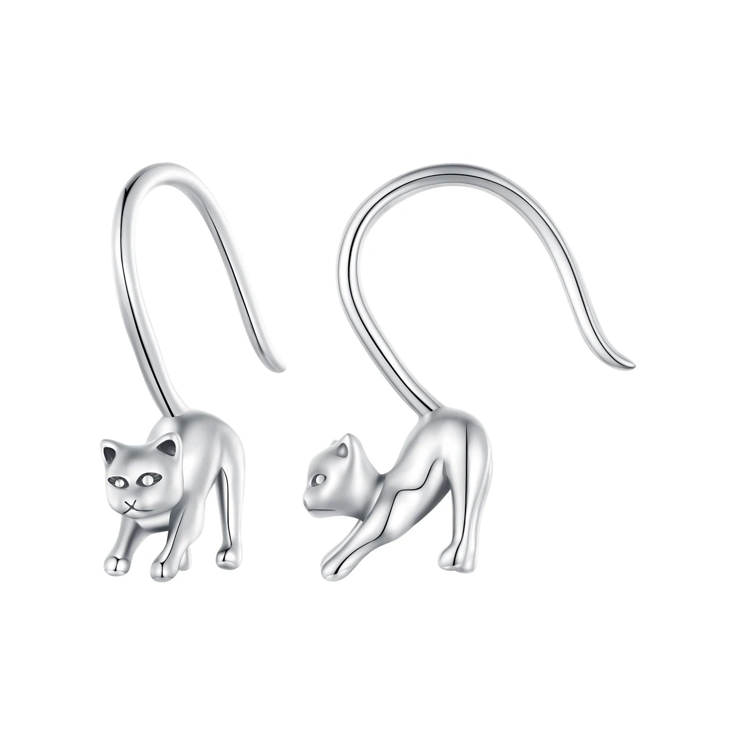 925 Sterling Silver Solid Kitty Cat Drop Dangle Earrings for Women Girl Party Birthday Jewelry Lovely Family Gift SCE1618