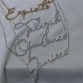 Qiuhan Luxury Script Letter Necklace Initial Letter Crystal Pendant Necklace Jewelry Custom Signature Necklace