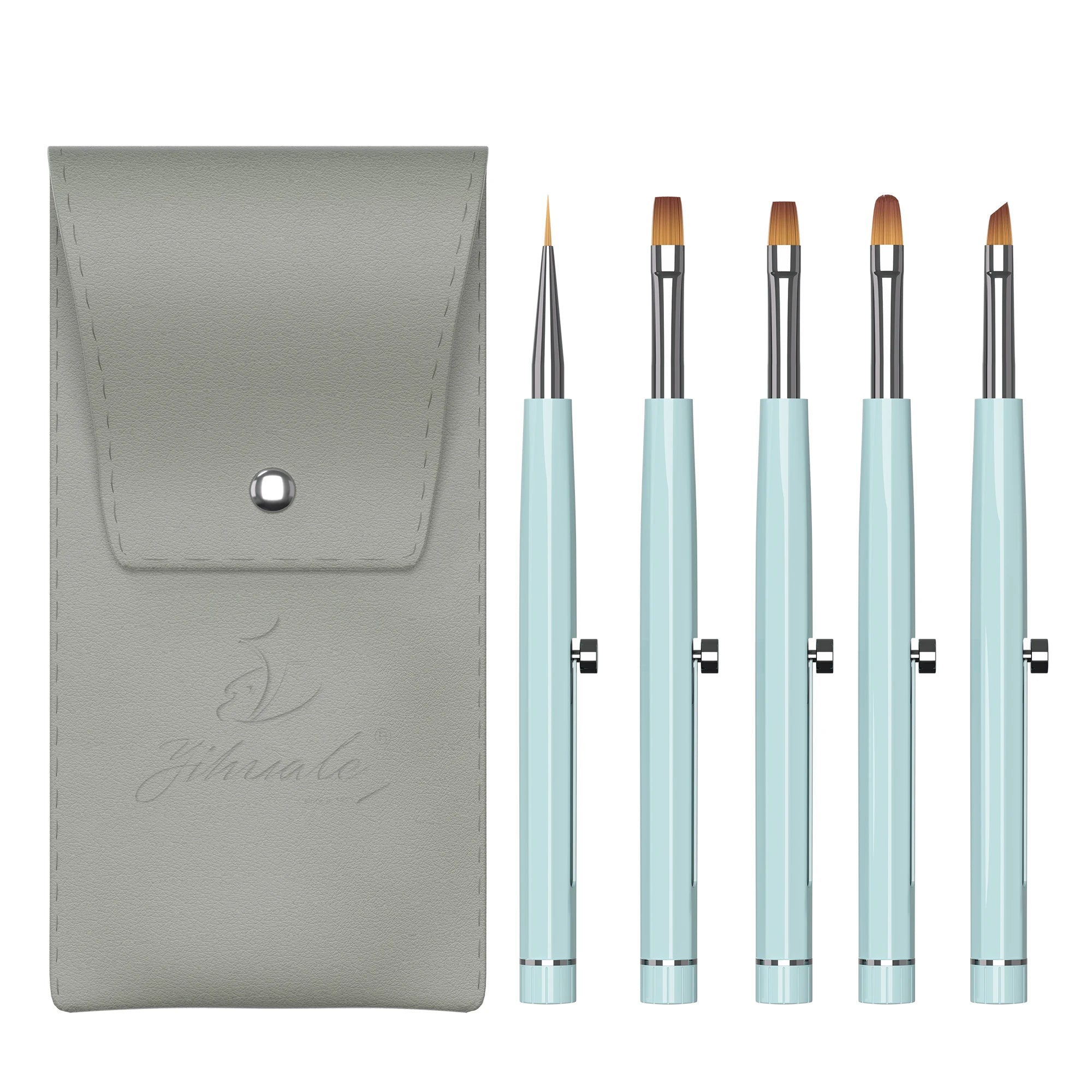 Wholesale Custom Blue Retractable Nail Brushes Set Nail Polish Tool Nylon Acrylic Nail Brushes for Design
