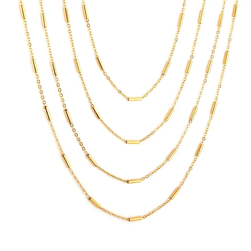 New Stainless Steel Jewelry Accessories Gold Necklace Set 0.4mm*50cm Flat Cross Plus Steel Pipe with Chain
