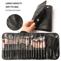 ZH Custom Vegan 24pcs Makeup Brush Set Fluffy Face Eye Fan Brush with Matte Gold Luxury Bag Wholesale for Concealer