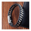 Fashion Luxury Braided Twisted Rope Genuine Leather Bangle Stainless Steel Magnetic Clasp Leather Bracelet for Men Jewelry