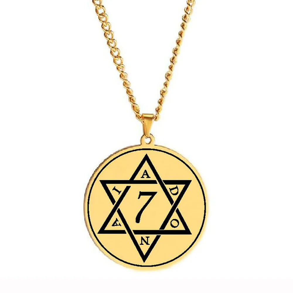 Adonai the Great Symbol of Solomon Amulet Double Triangle Kabalah God of Light Jehovah Talisman Stainless Steel Pendant Necklace