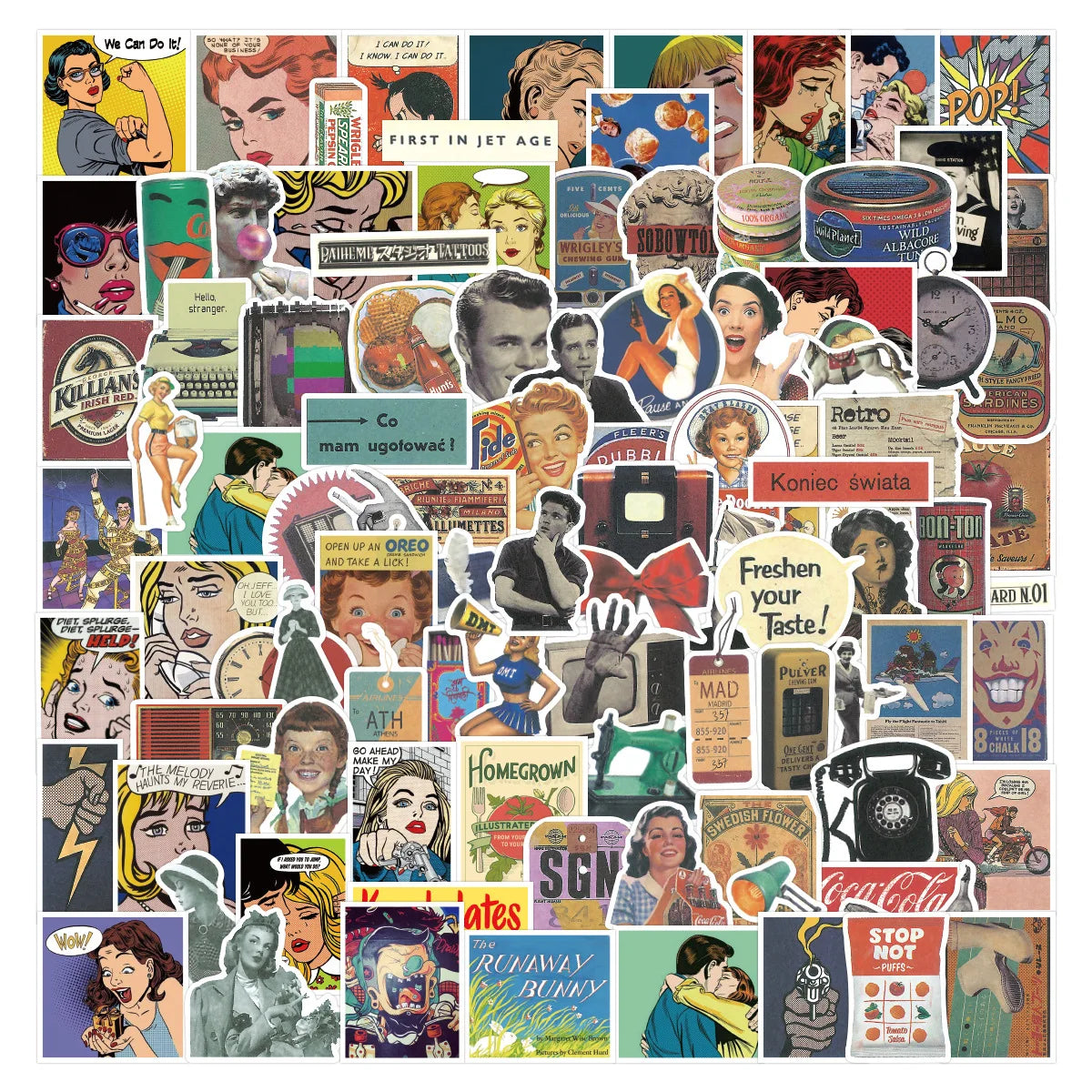 100PCS Europe and America classic retro nostalgic vintage movie stickers