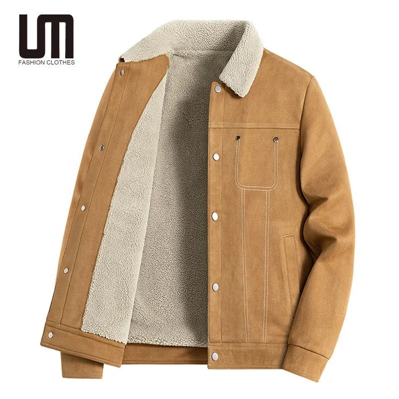 Liu Ming 2025 Customized Men's Winter Jacket Outdoor Thick Warm Lamb Wool Cotton Patchwork Pattern Plus Size Fleece Coats