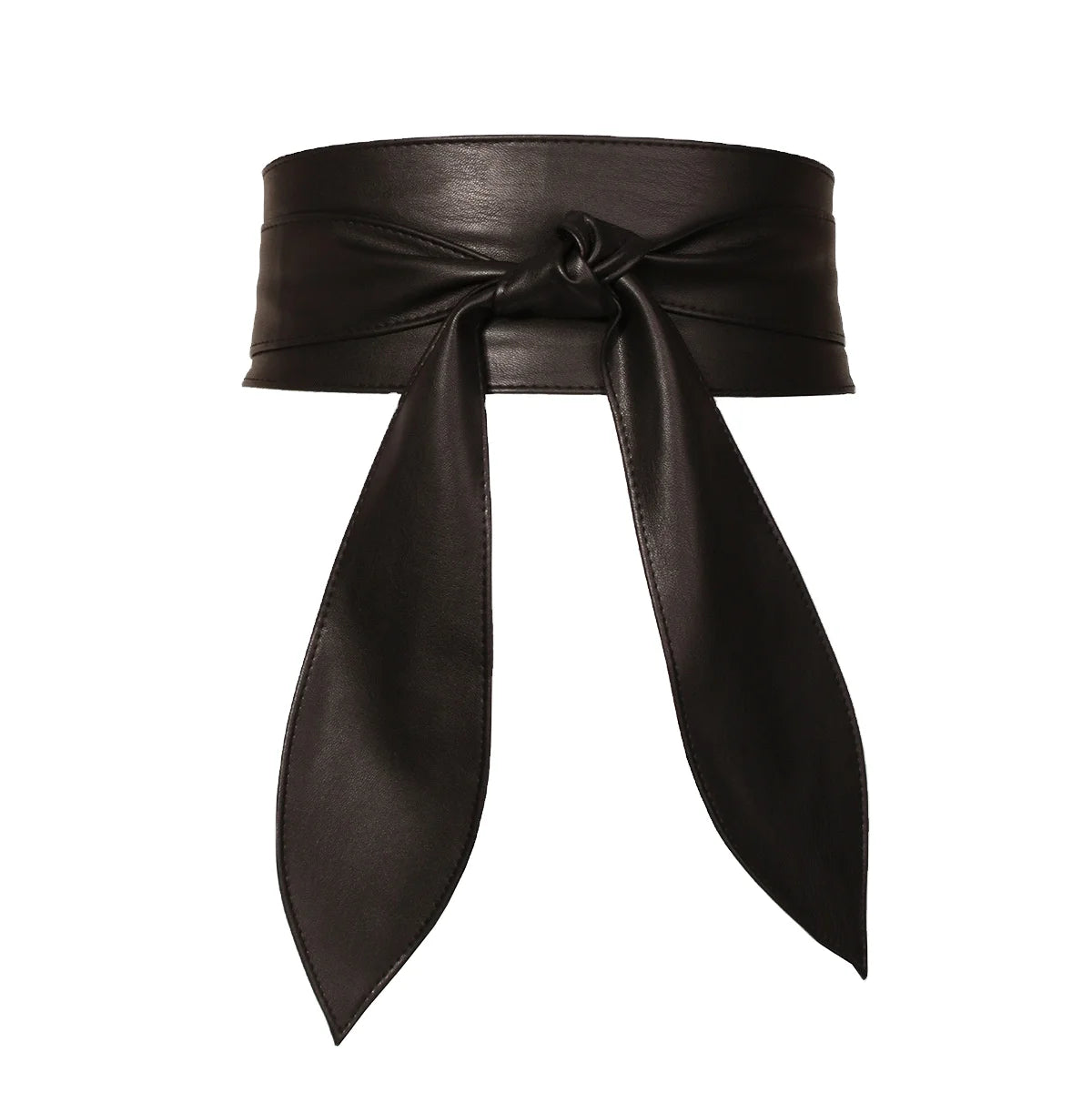 Women's Soft PU Leather Obi Belt Adjustable Wrap Tie Waistband Wide Stretch Corset Belt for Dresses & Kimonos