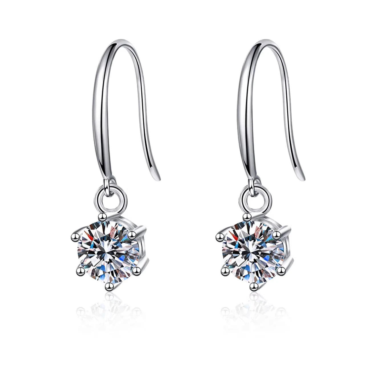 Wholesale 925 Silver Women's Round Brilliant Cut Moissanite Hoop Stud Earrings Solid Gold with Diamond Effect Factory Price
