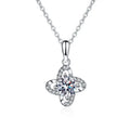 Fine Jewelry New Arrival Necklace Flower 6.5mm 925 Sterling Silver Twinkle Setting Moissanite Pendant Four Leaf Clover Necklace