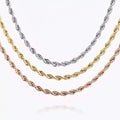 Stainless Steel Rope Chain 18K Gold Plated Handmade Classic Unisex Fashion Jewelry Necklace Wedding Engagement Party Anniversary