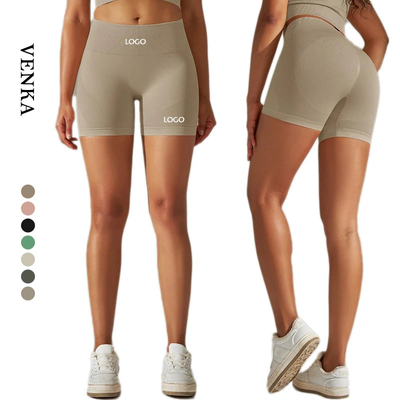Women Seamless Sports Leggings High Waist Breathable Stretchy Sweatpants Hip Lift No T Line Running Biker Yoga Shorts for Female