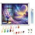 Purple Style DIY Oil Painting Kit Moonlight Aurora Starry Night Digital Painting with Linen Canvas Support Home Decor