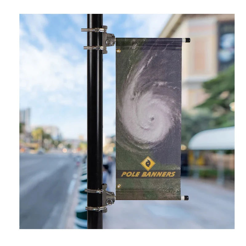 Custom Banner City Street Light Pole Banners Single and Double Sided Display Advertising Sports Campaign Banner Flag Sign