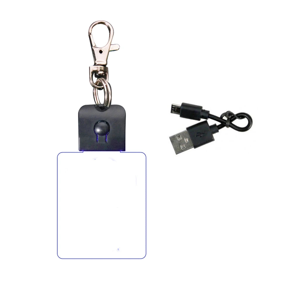 Custom Design Keychain Blank Acrylic Led Keyring Rectangle Round Shape Blank 7 Color Keychain Lights