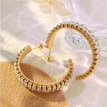 Refined Design Jewelry Gold Plated Single Row Zircon Hoop Earring C Shape Tarnish Titanium Free Steel for Gifts