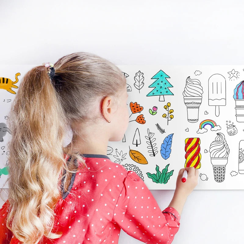 Kids Coloring Paper Rolls DIY Filling Picture Graffiti Scroll Different Topics Wall Scrolls No Mess Painting Drawing Paper Roll
