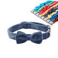 Premium Velvet Bowknot Flower Bow Tie Dog Collar with Personalized Solid Pattern Customizable Plastic Hardware for Dogs