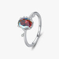 925 Sterling Silver Office Party Fine Jewelry Oval Cut Rainbow Zirconia Luxury Multi-color Cocktail Rings for Women