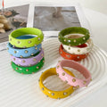 New Trendy Geometric Colorful Resin Acrylic Gold Bead Round Bangle Bracelet for Women Jewelry Gift