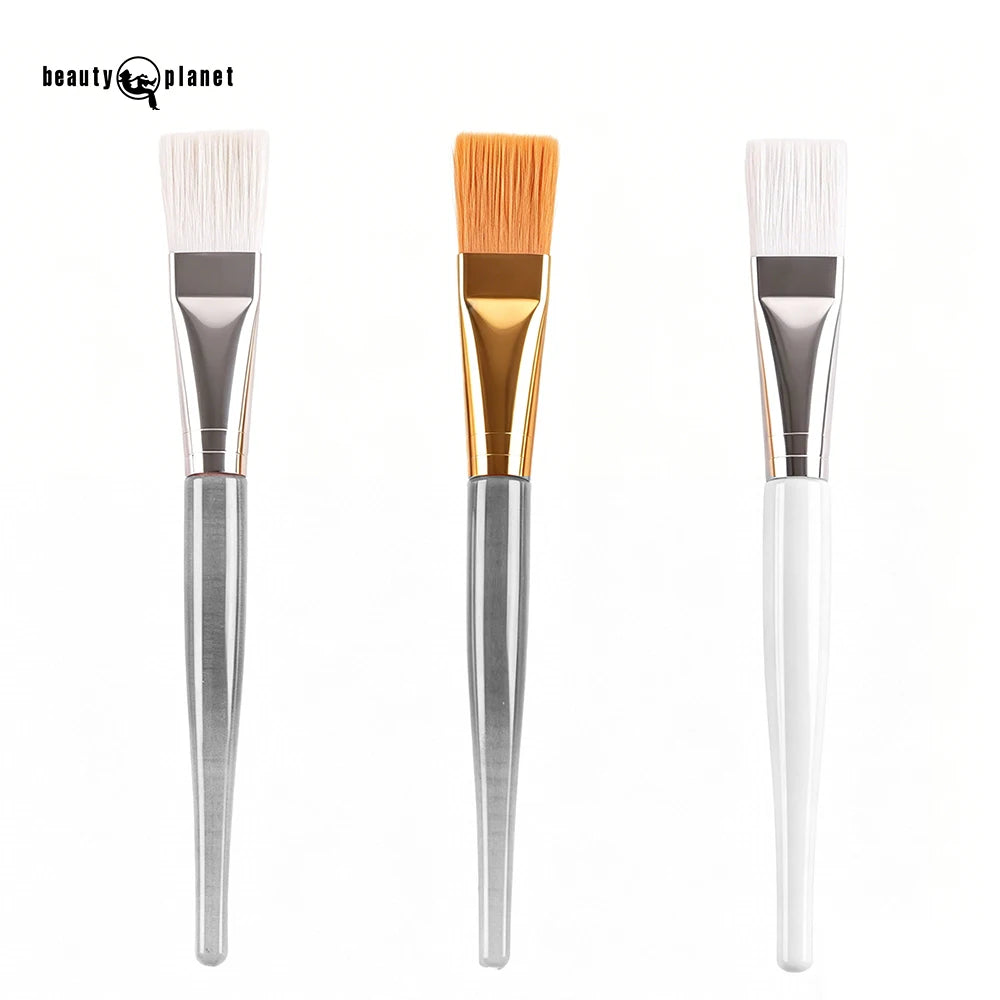 Beauty Planet Professional Custom Logo Soft Nylon Mask Brush White Clear Handle Applicator for Facial Clay Single Makeup Brush